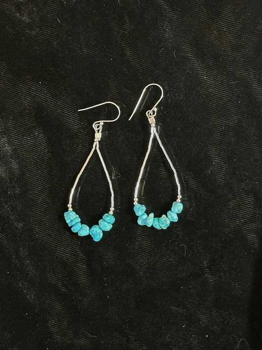 Liquid Silver and Sleeping Beauty Turquoise Nugget Dangle Earrings