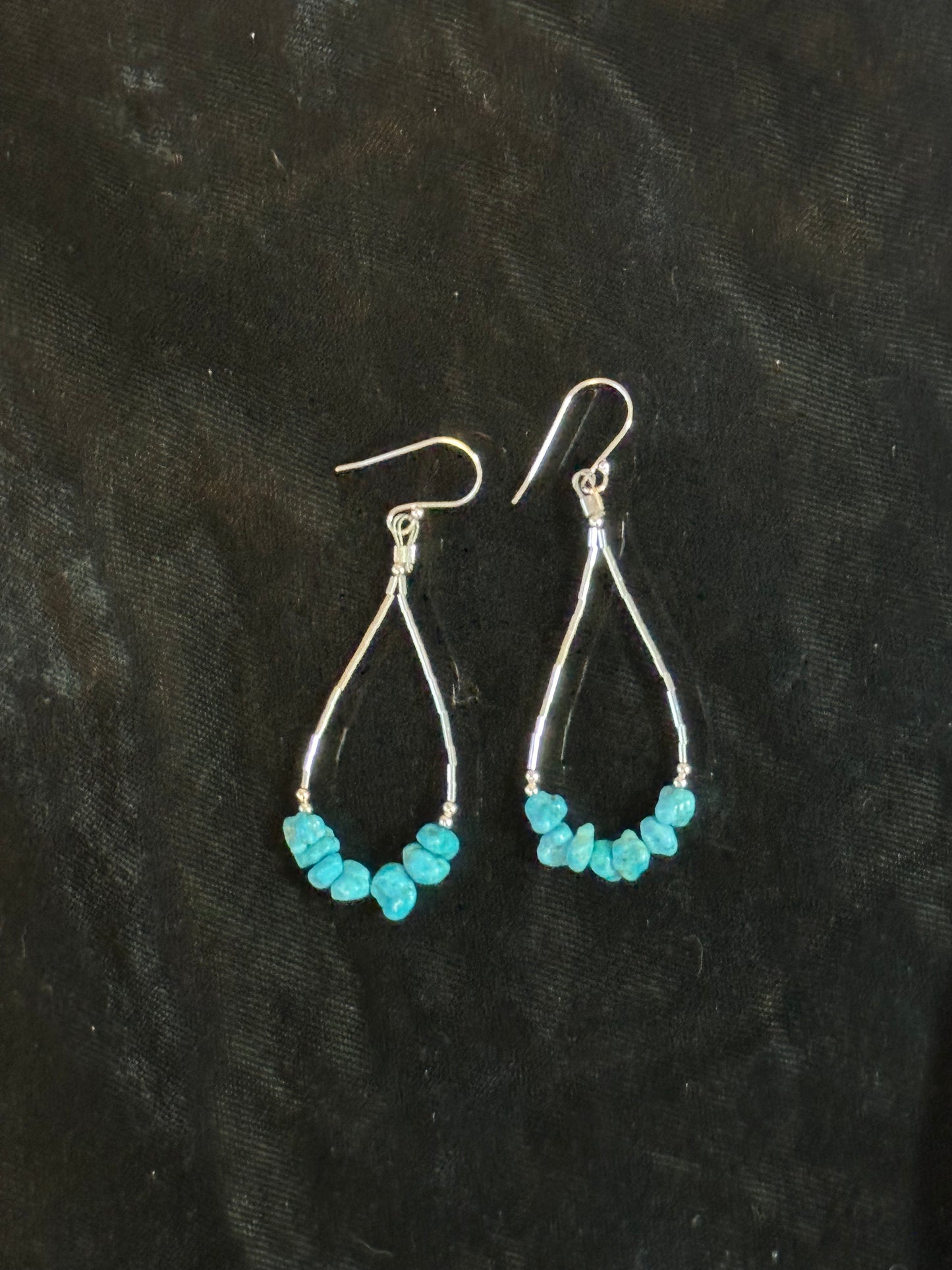 Liquid Silver and Sleeping Beauty Turquoise Nugget Dangle Earrings