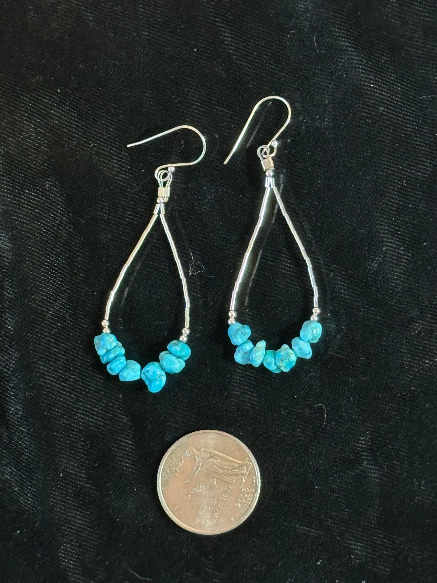 Liquid Silver and Sleeping Beauty Turquoise Nugget Dangle Earrings