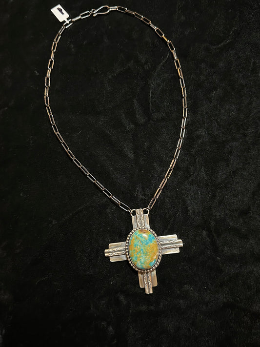 Kingman 20” Zia Necklace by Calvin Delgarito, Navajo