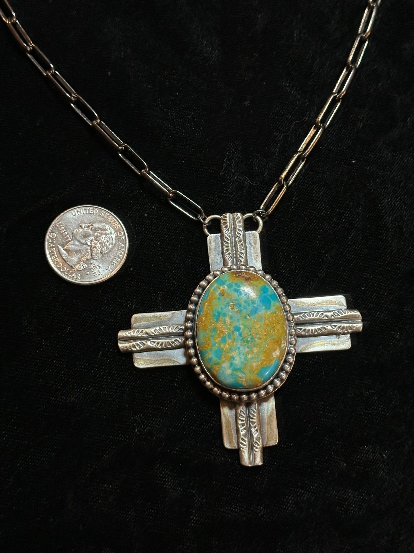 Kingman 20” Zia Necklace by Calvin Delgarito, Navajo