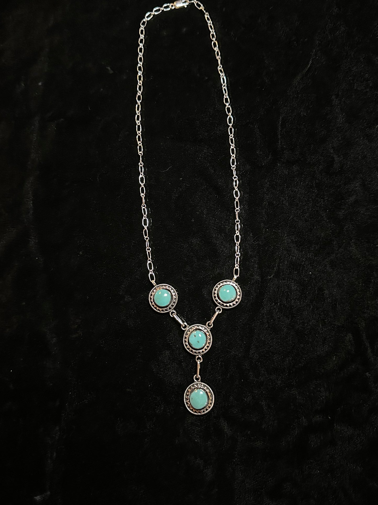 Turquoise Lariat Style Necklace by Verly Betone, Navajo