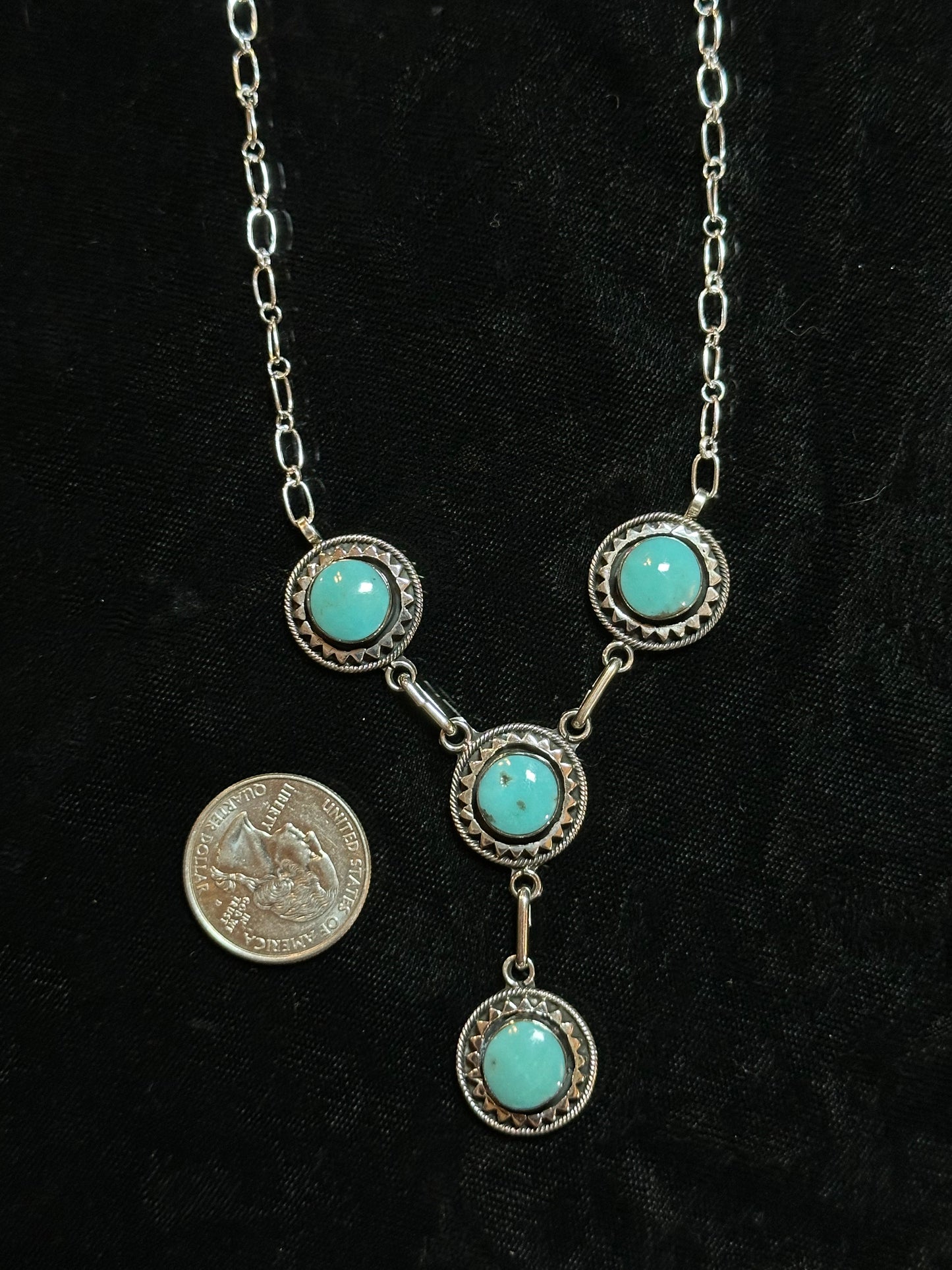 Turquoise Lariat Style Necklace by Verly Betone, Navajo