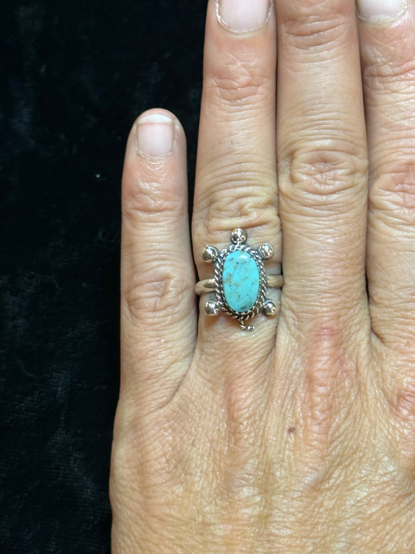 Turquoise Turtle Ring by Kalana Hustito, Zuni