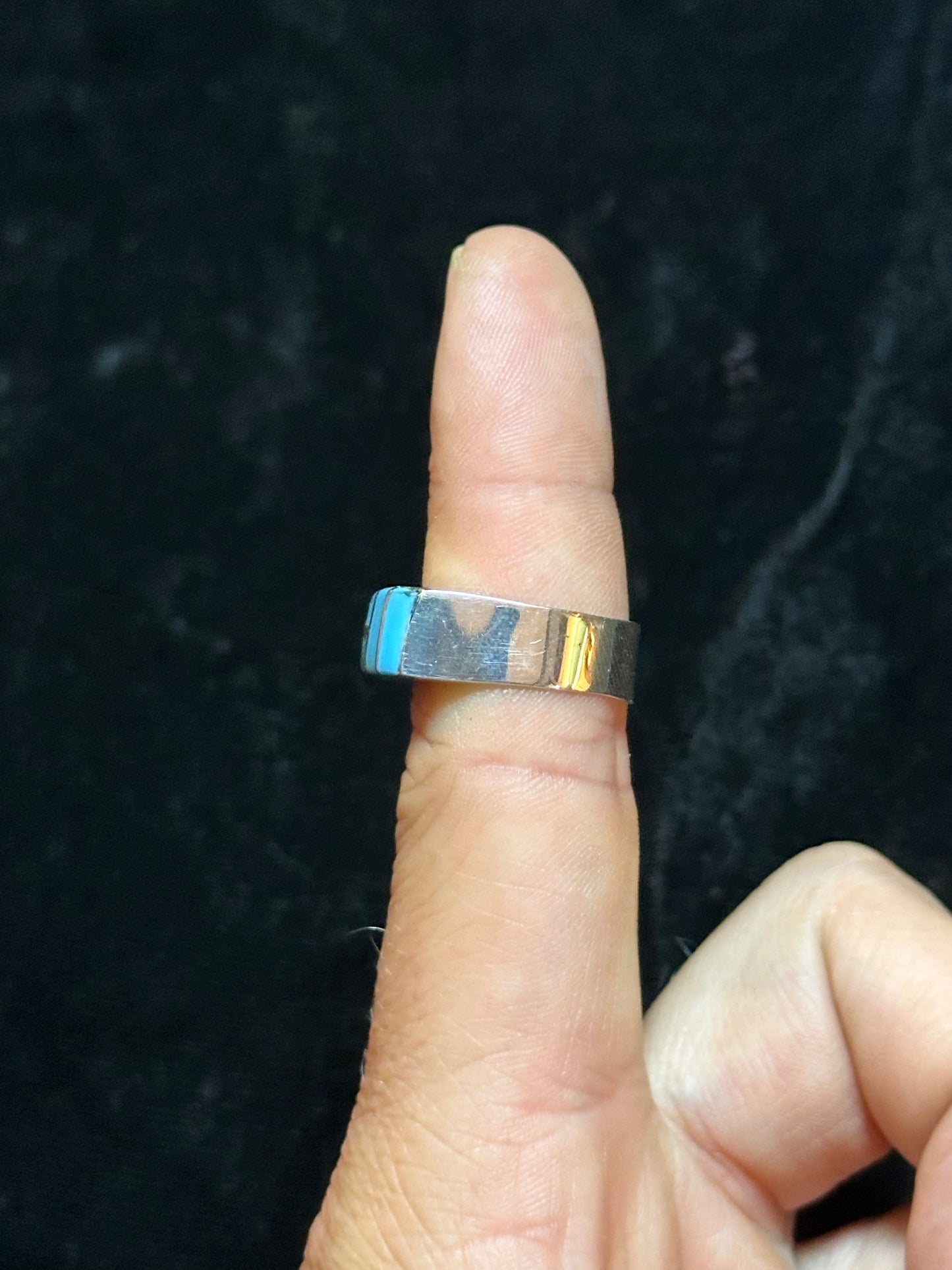 Turquoise Inlay Ring by Verna Kanesta, Zuni