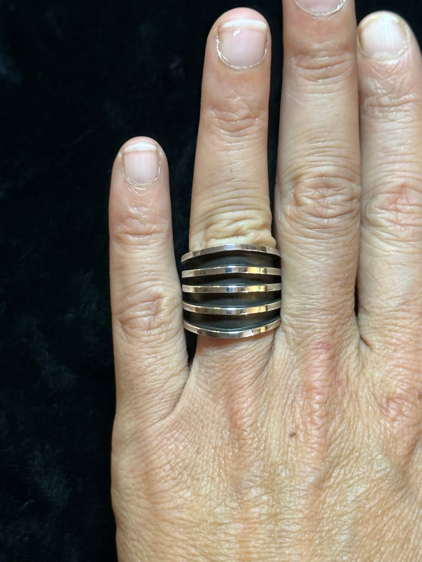 Sterling Silver Abstract Ring by Tom Hawk, Navajo