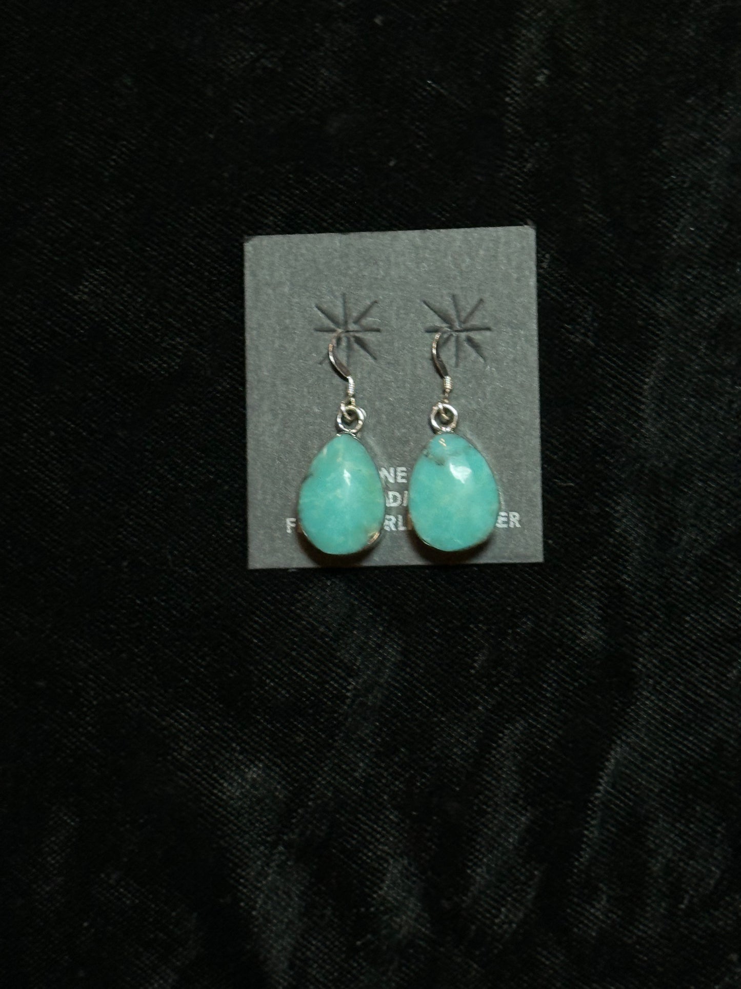 Turquoise Teardrop Dangle Earrings by Sadie Jim, Navajo