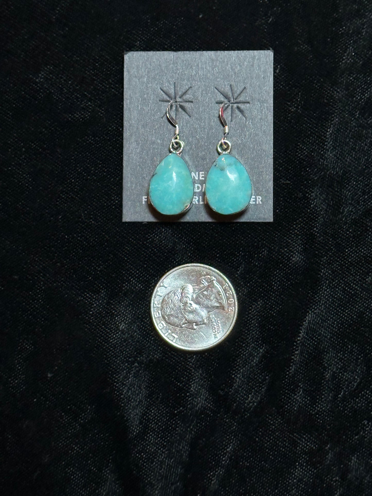 Turquoise Teardrop Dangle Earrings by Sadie Jim, Navajo