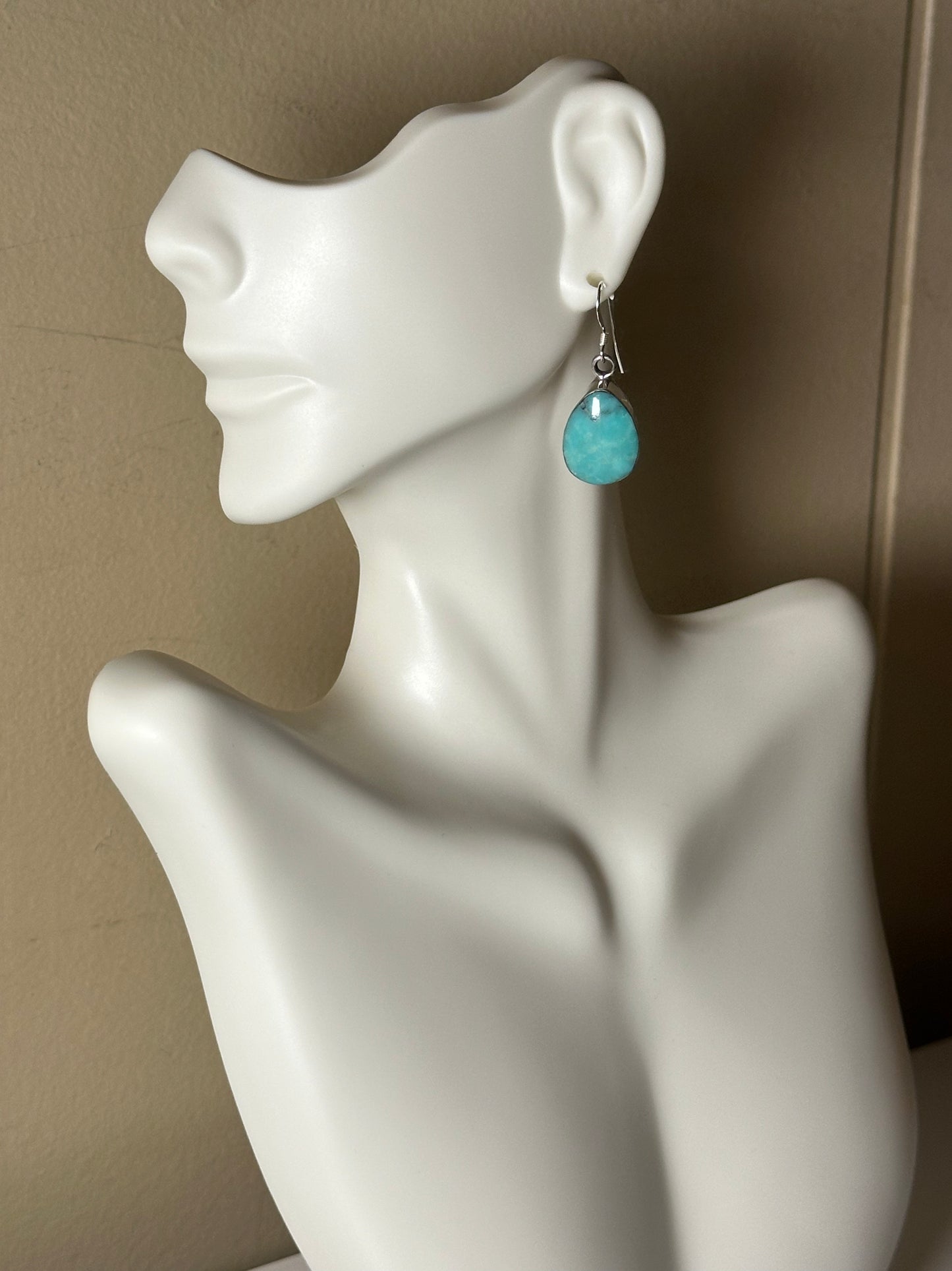 Turquoise Teardrop Dangle Earrings by Sadie Jim, Navajo