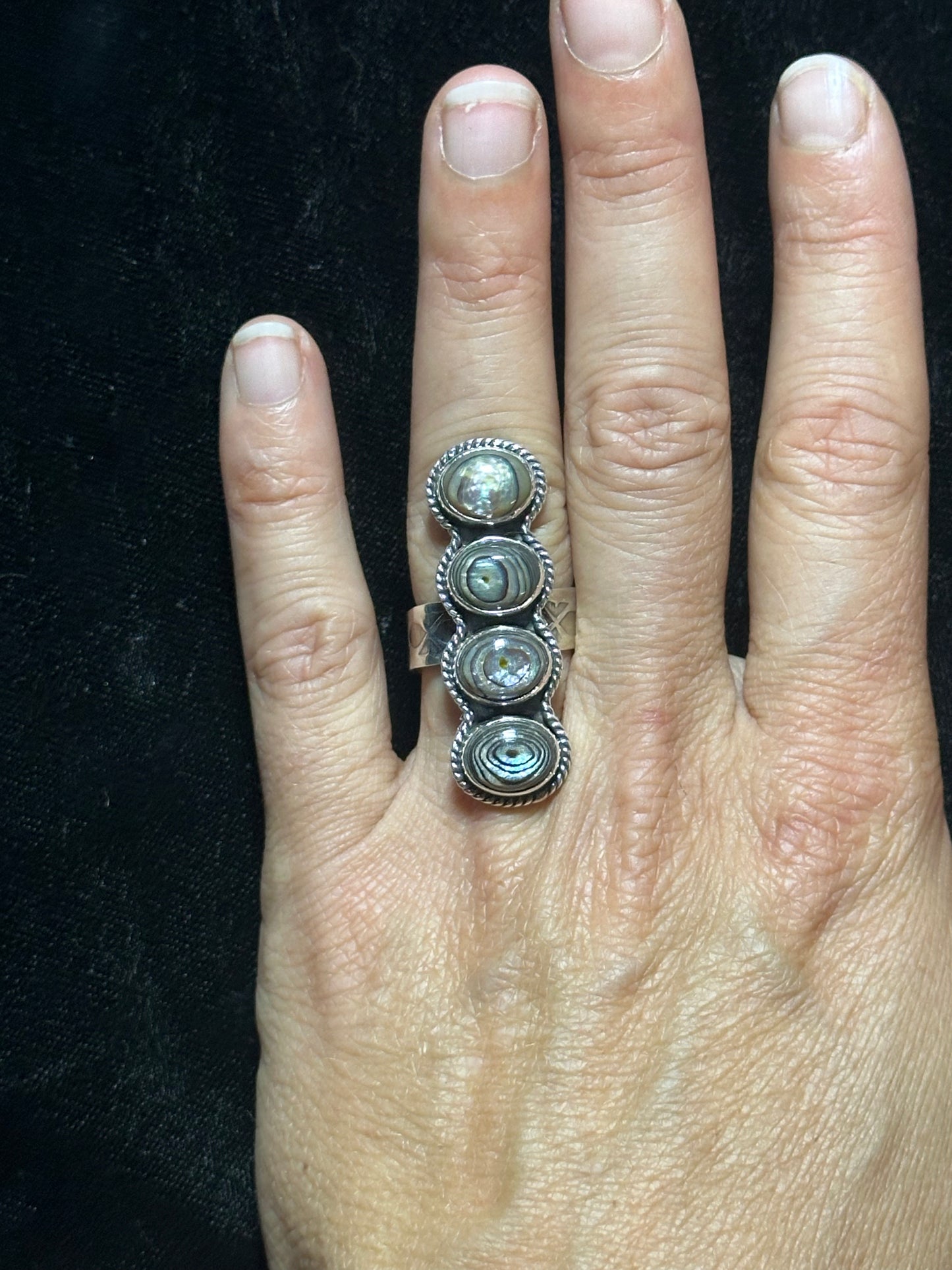 Adjustable Four Stone Abalone Ring