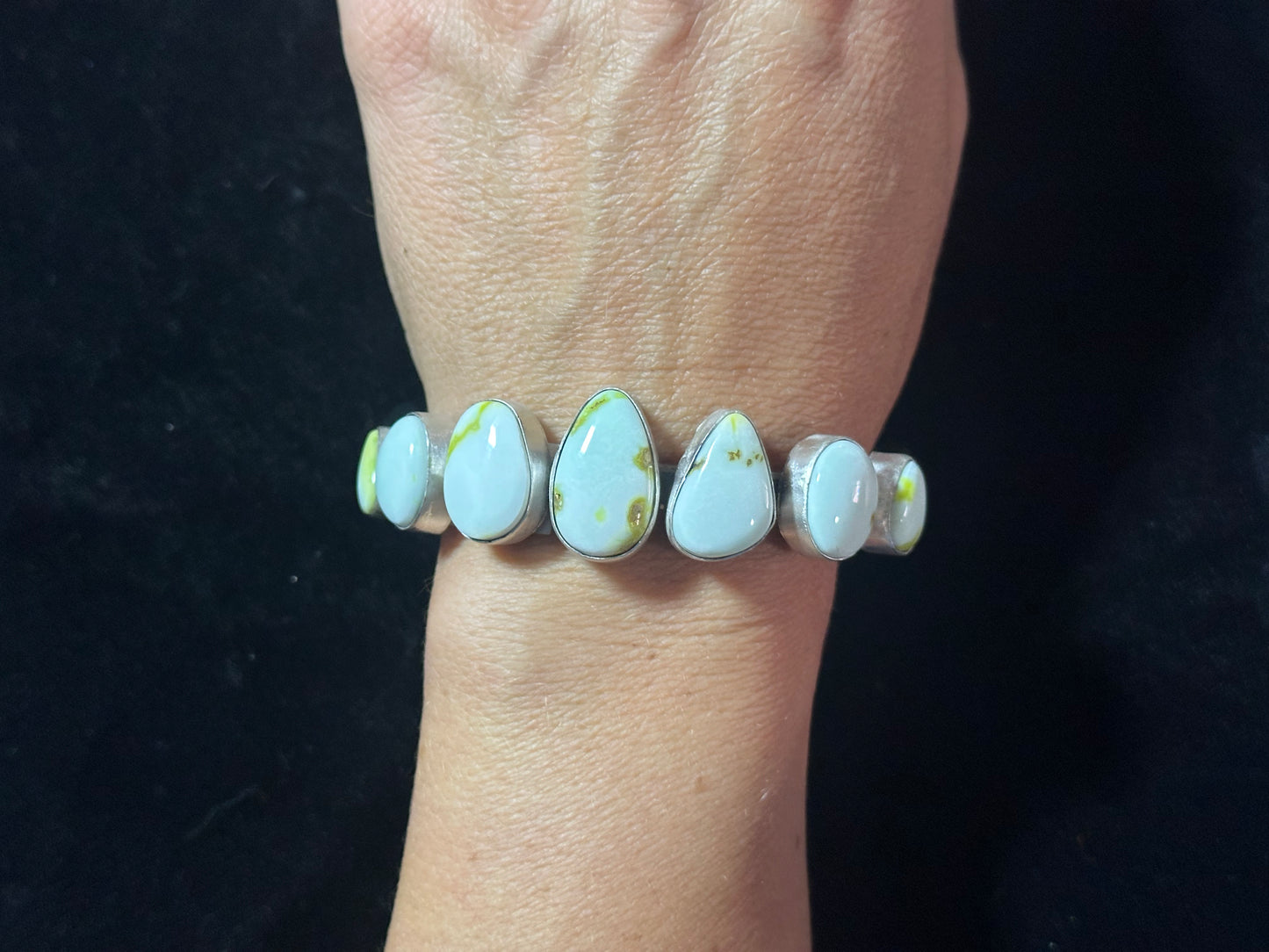 6 1/2" Seven Stone Palomino Turquoise Cuff by Tom Lewis, Navajo