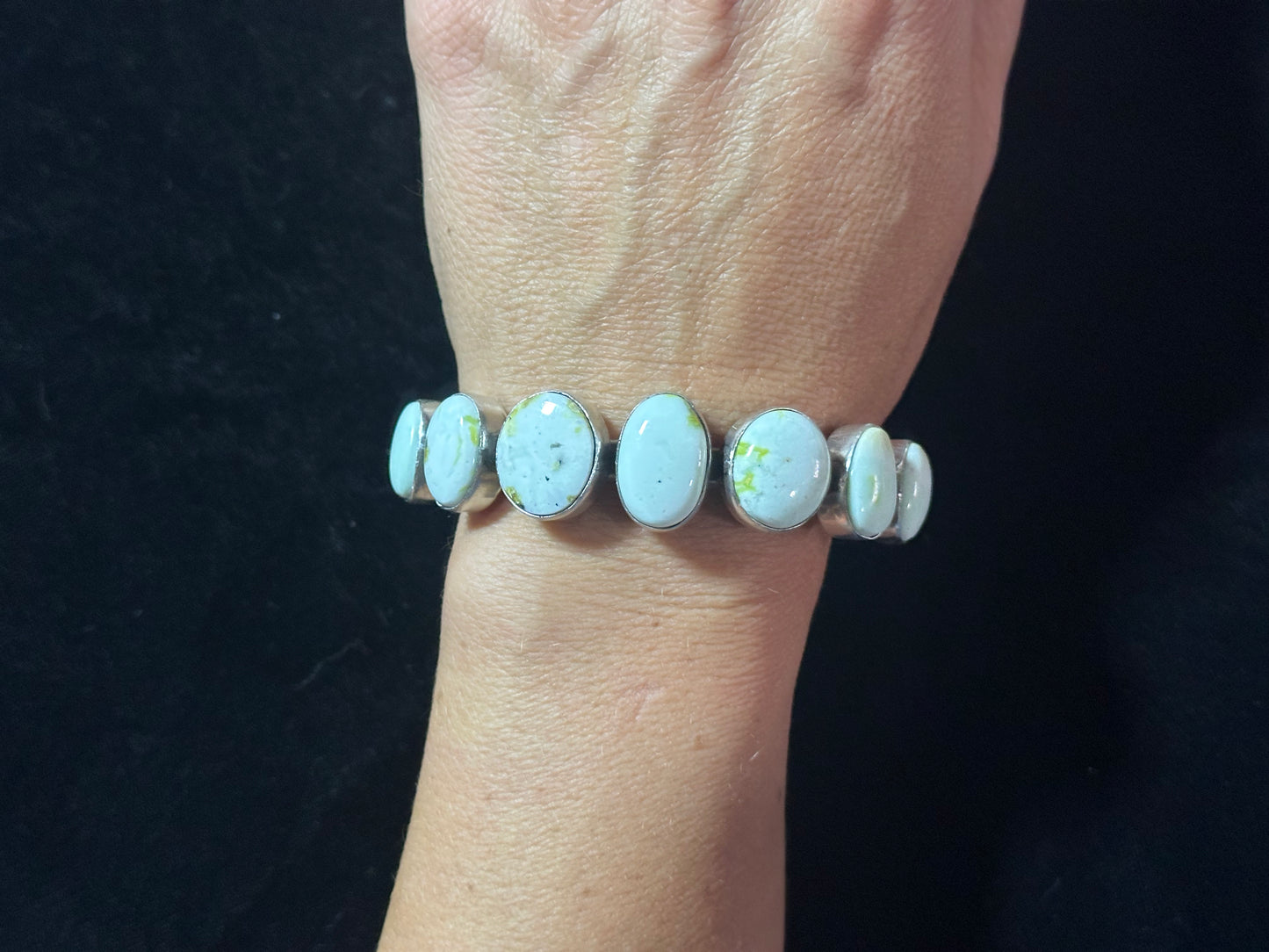 6 1/2" Palomino Turquoise Cuff with 7 Stones by Tom Lewis, Navajo