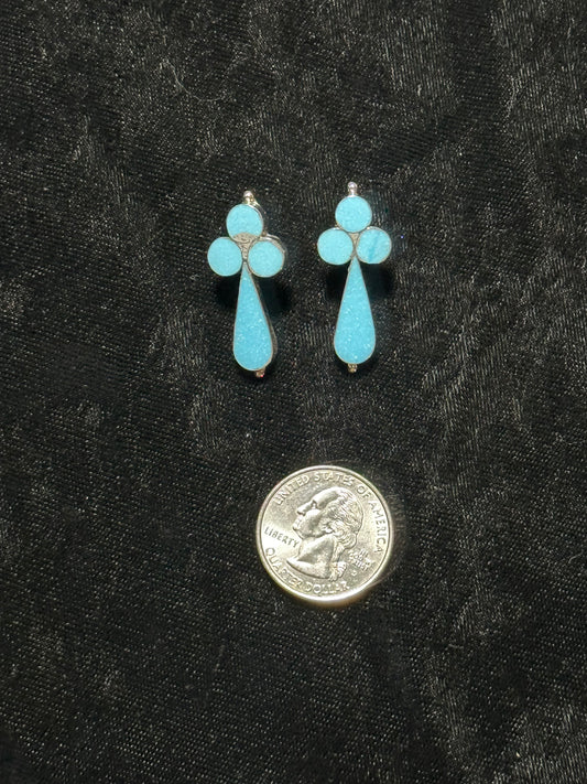 Turquoise Post Earrings by Bryant & Vivianita Othole, Zuni