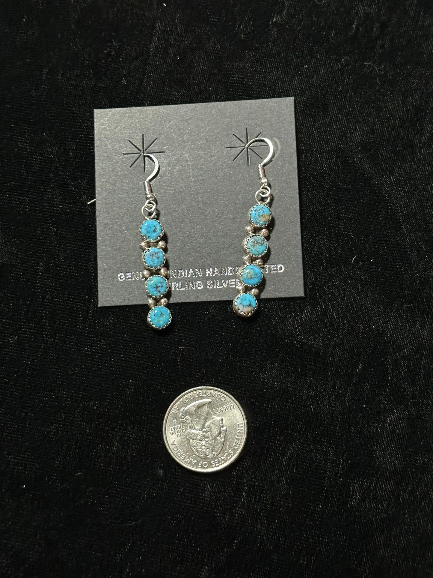 Sleeping Beauty Four Stone Dangle Earrings by Maxine Rameriz, Navajo