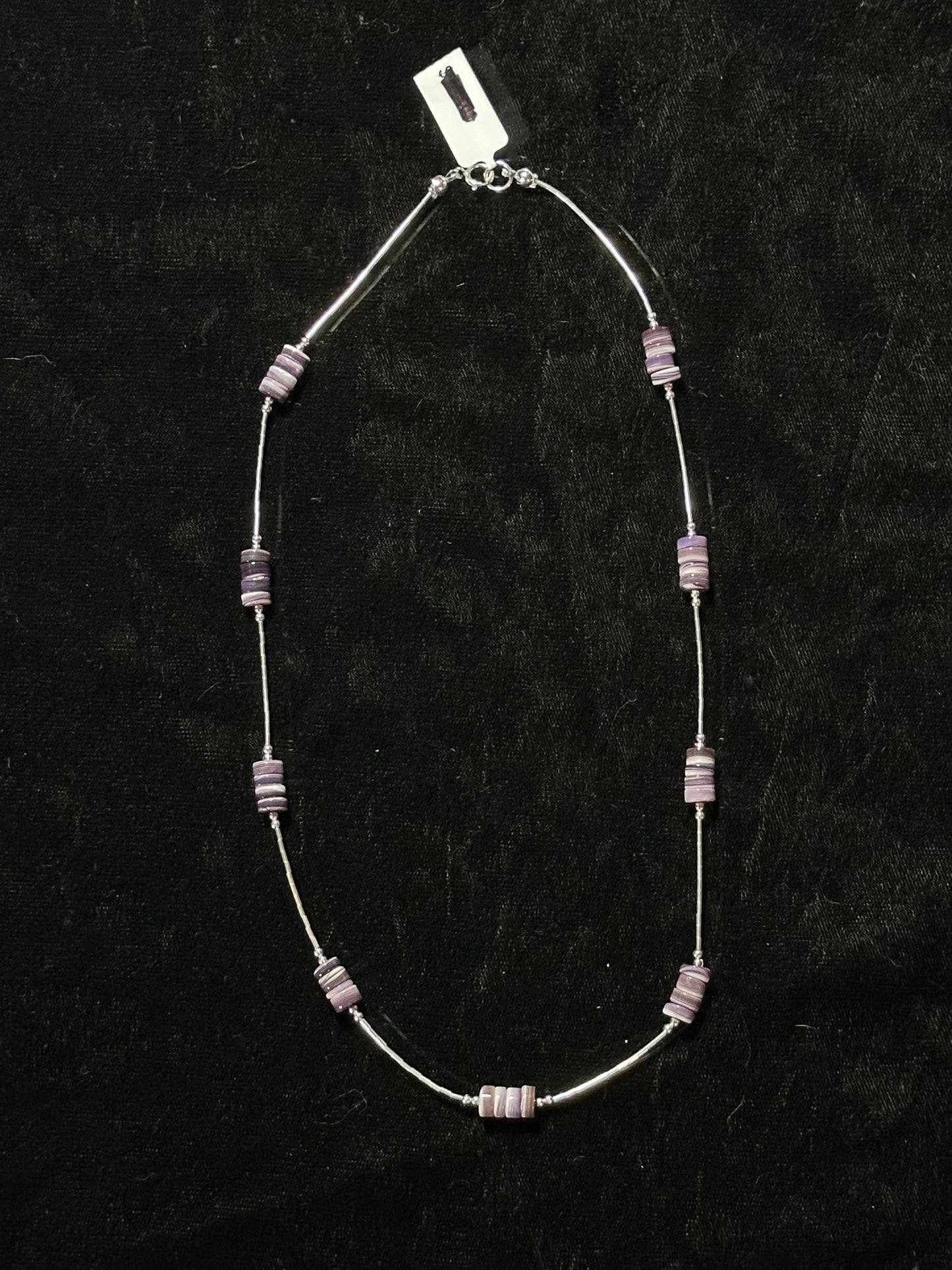 18" Liquid Silver Necklace with Wampum Shell