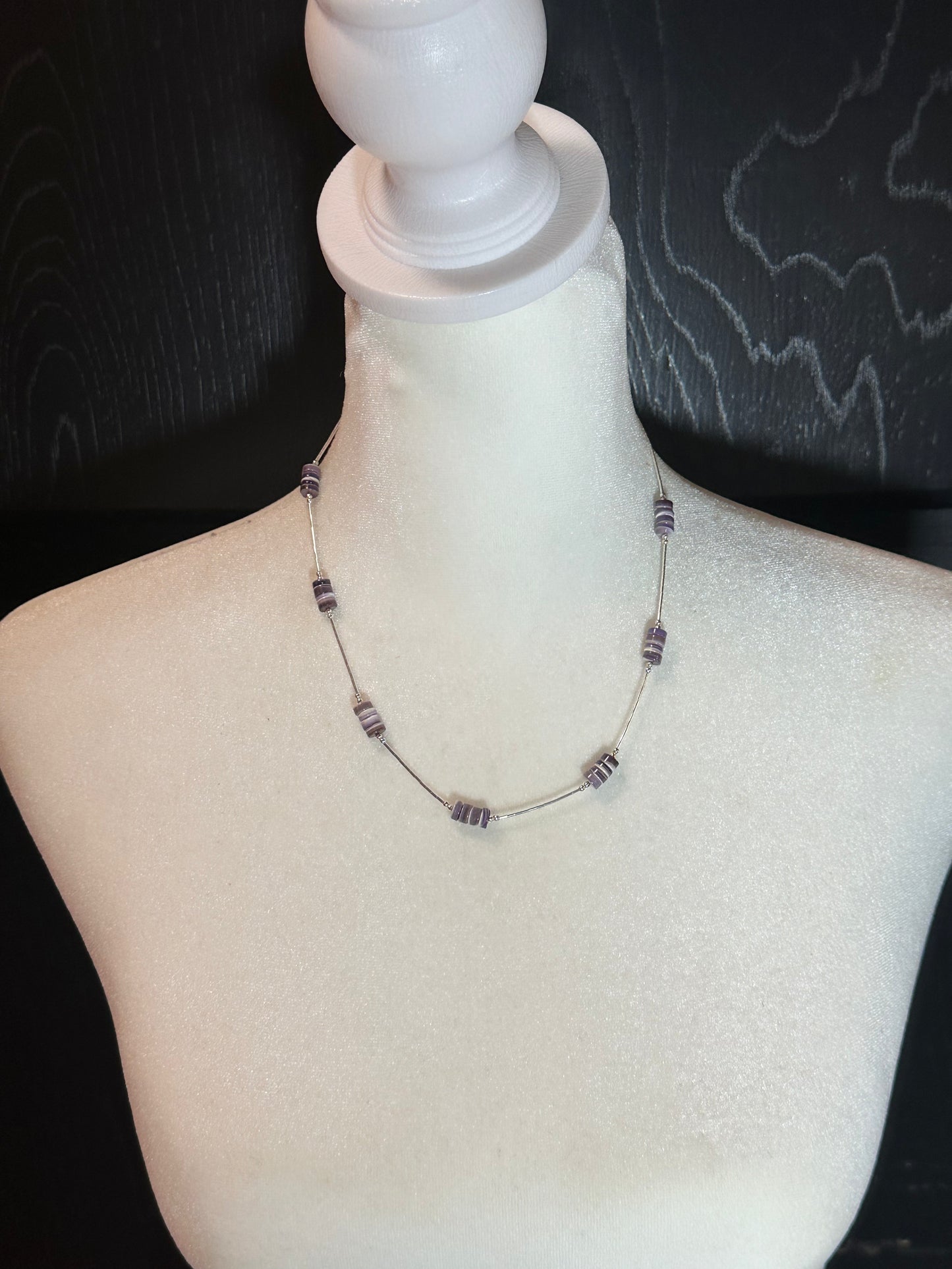 18" Liquid Silver Necklace with Wampum Shell