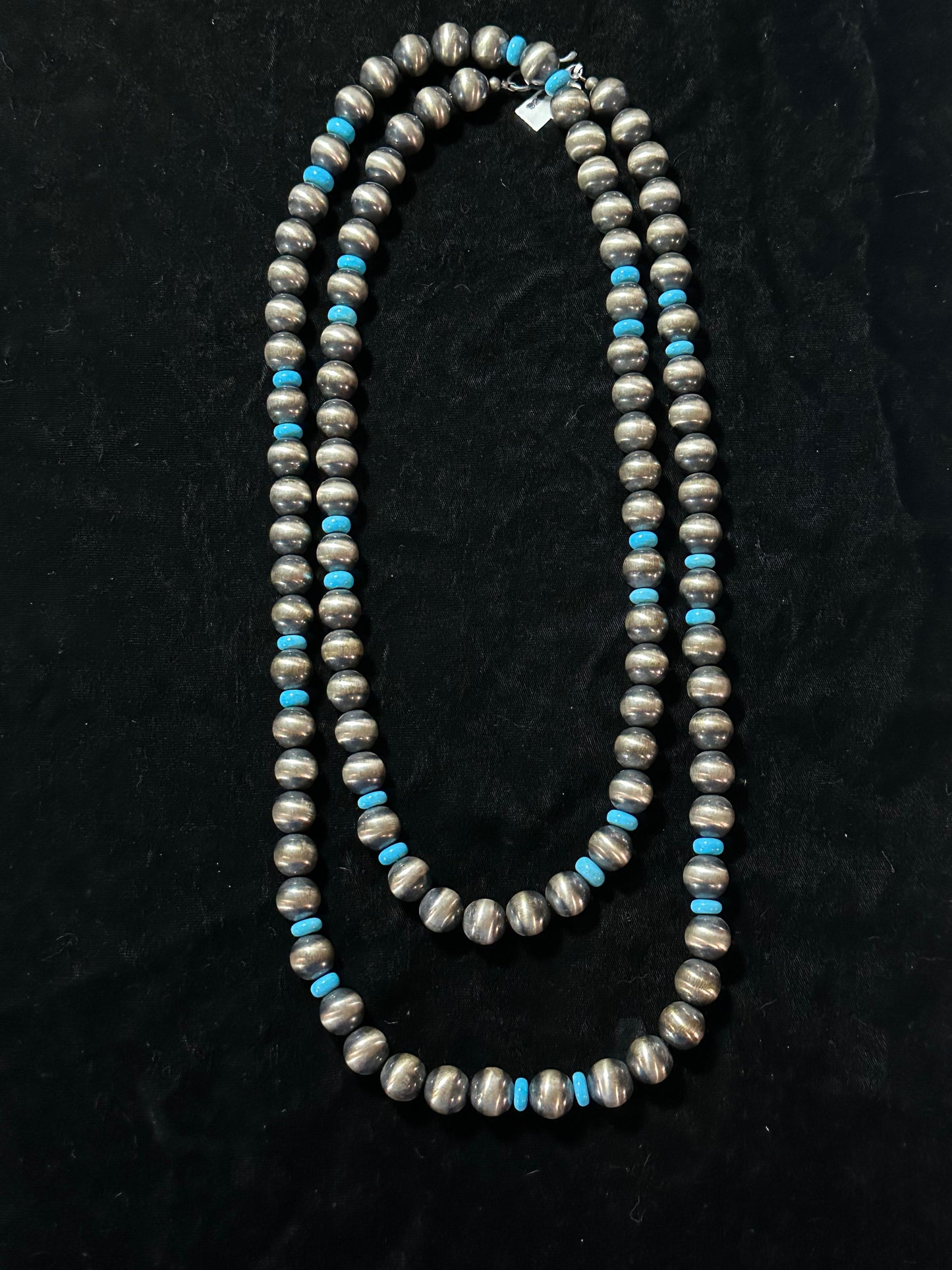60" 14mm Navajo Pearls with Sleeping Beauty Turquoise Beads