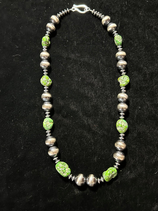 20" 12mm Navajo Pearls 5mm Disk Pearls with Sonoran Gold