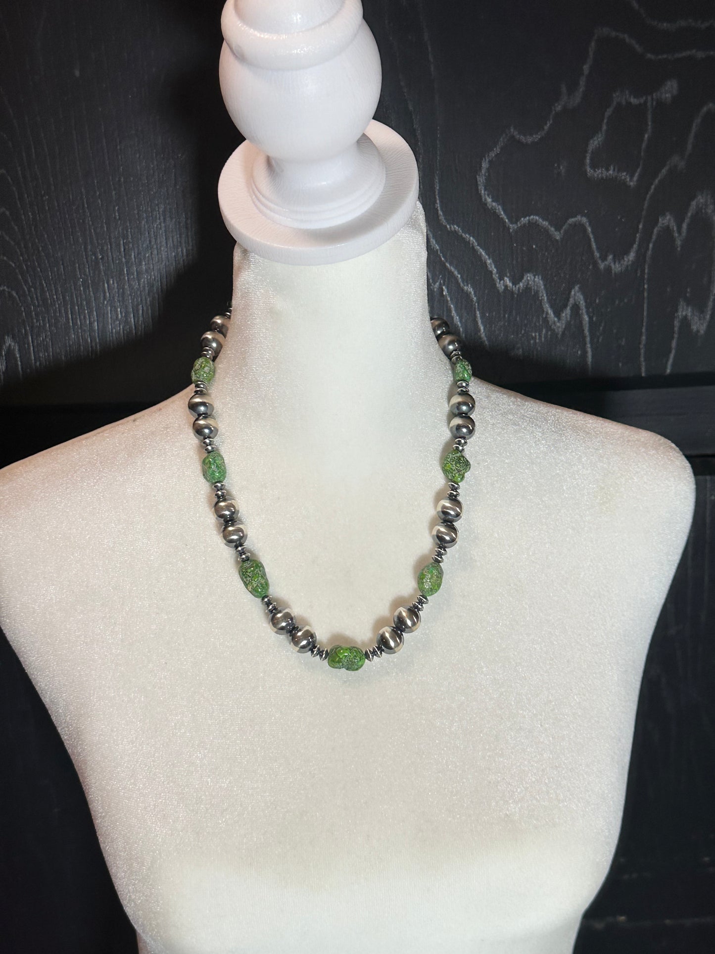 20" 12mm Navajo Pearls 5mm Disk Pearls with Sonoran Gold