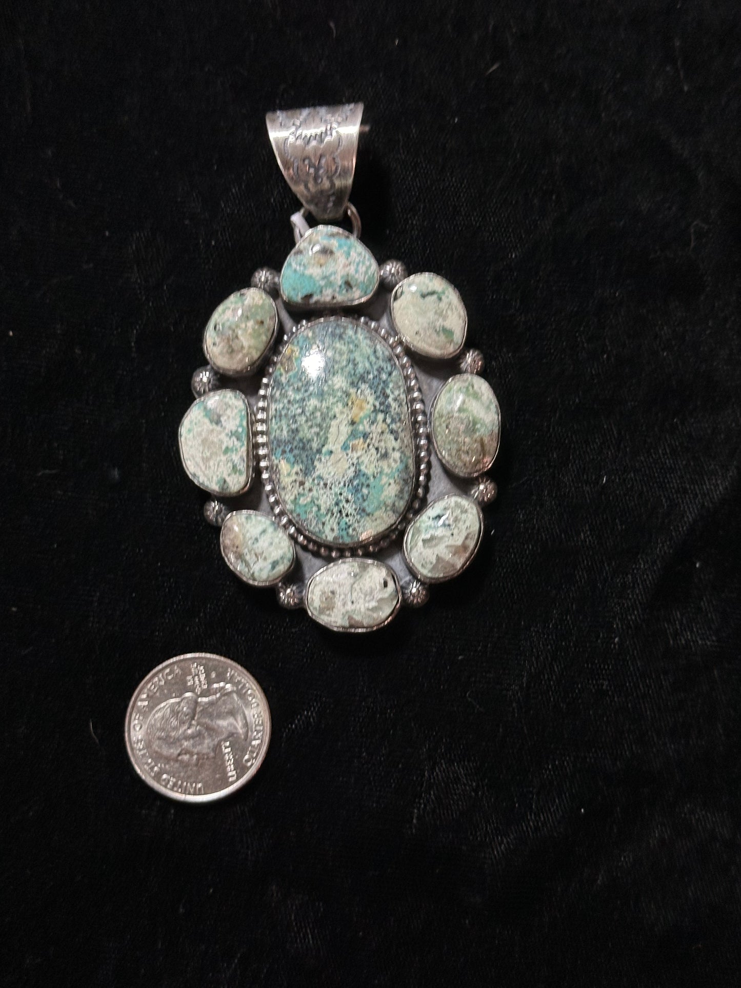 Danny Boy Turquoise Cluster Pendant by T. Nez Sr, Navajo