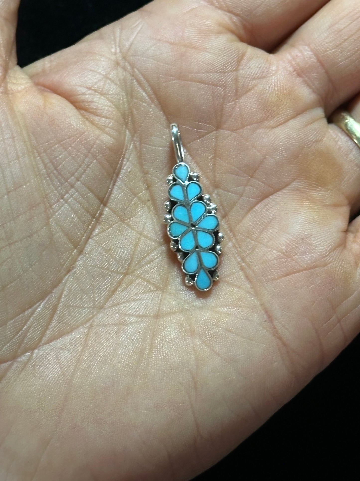 Turquoise Pendant with 4mm Bale by Bernadette Hattie, Zuni