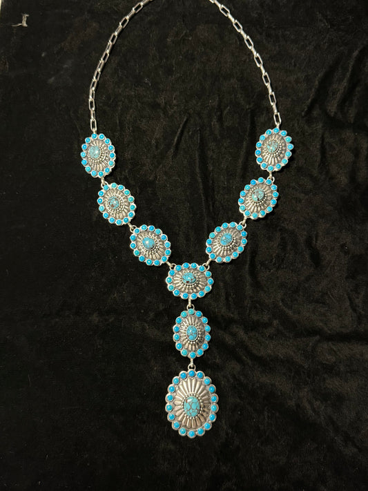 Egyptian Turquoise Concho Lariat by Boyd Ashley, Navajo