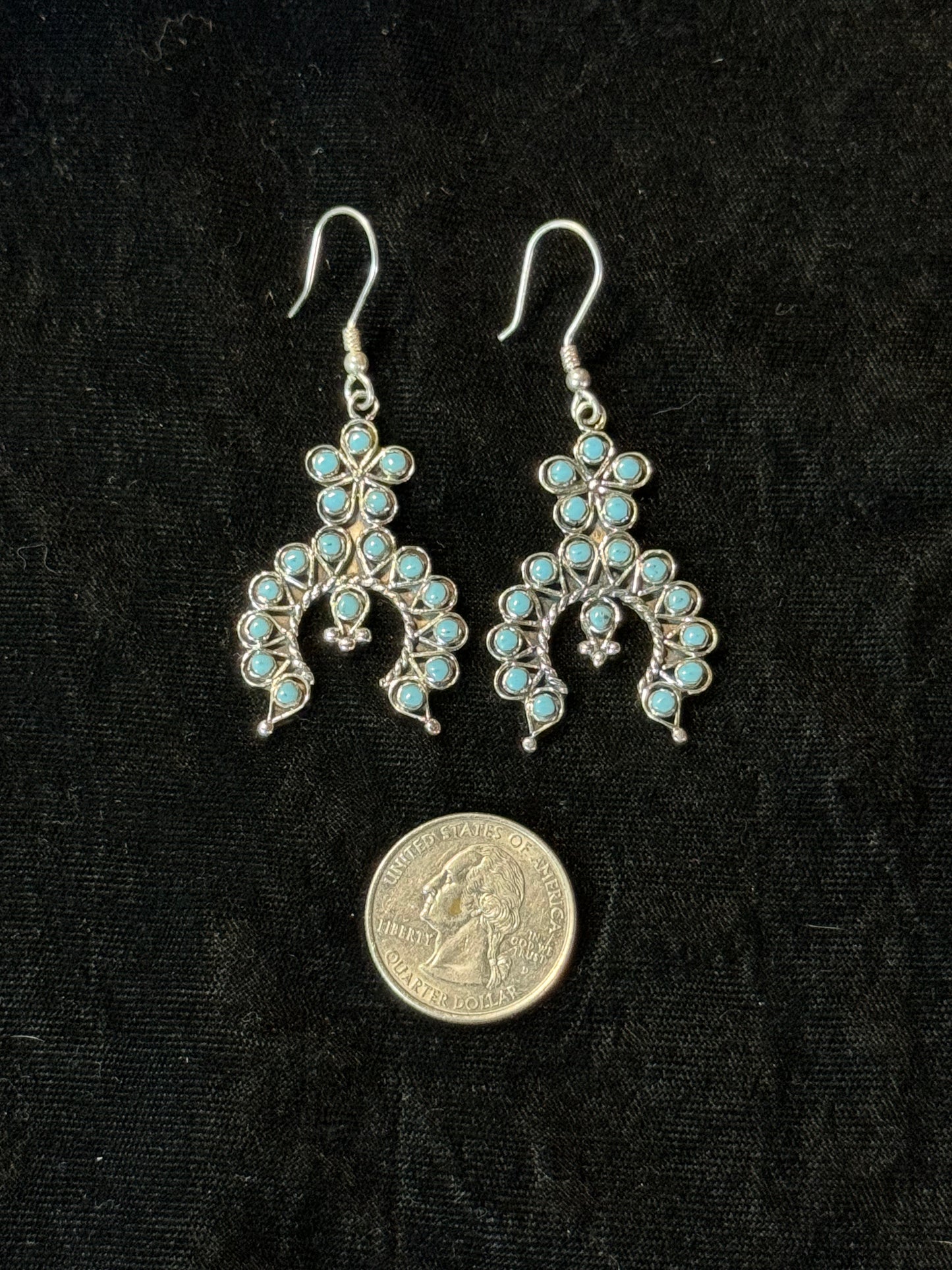 Sleeping Beauty Turquoise Naja Dangle Earrings, Zuni made