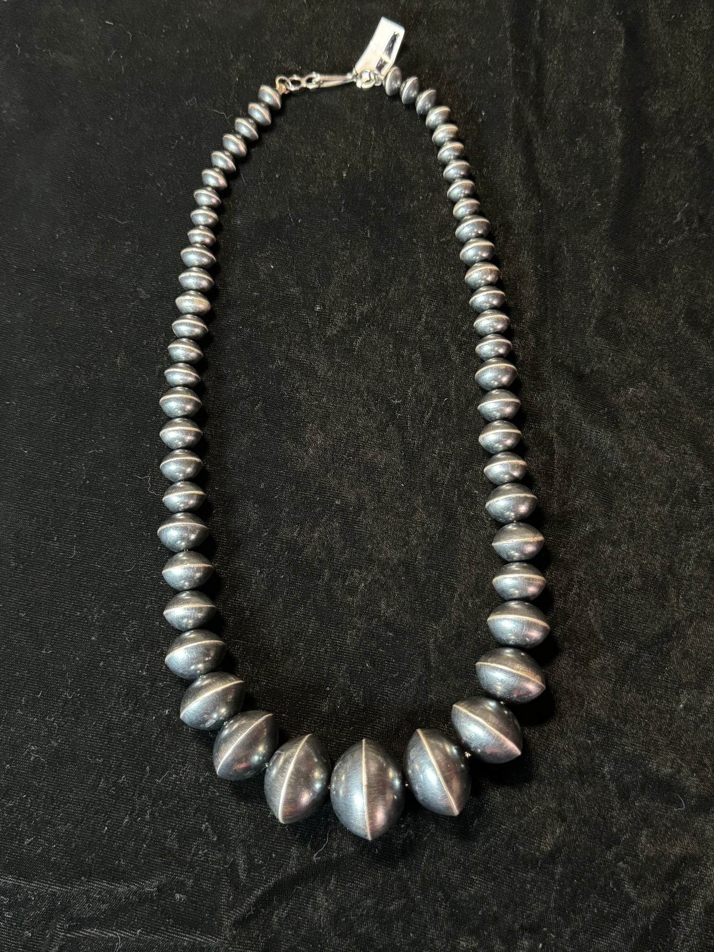 26" Handmade Graduated Navajo Pearls 10mm-30mm by Austin Haley, Navajo