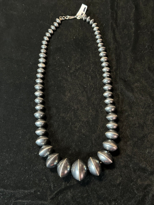 26" Handmade Graduated Navajo Pearls 10mm-30mm by Austin Haley, Navajo