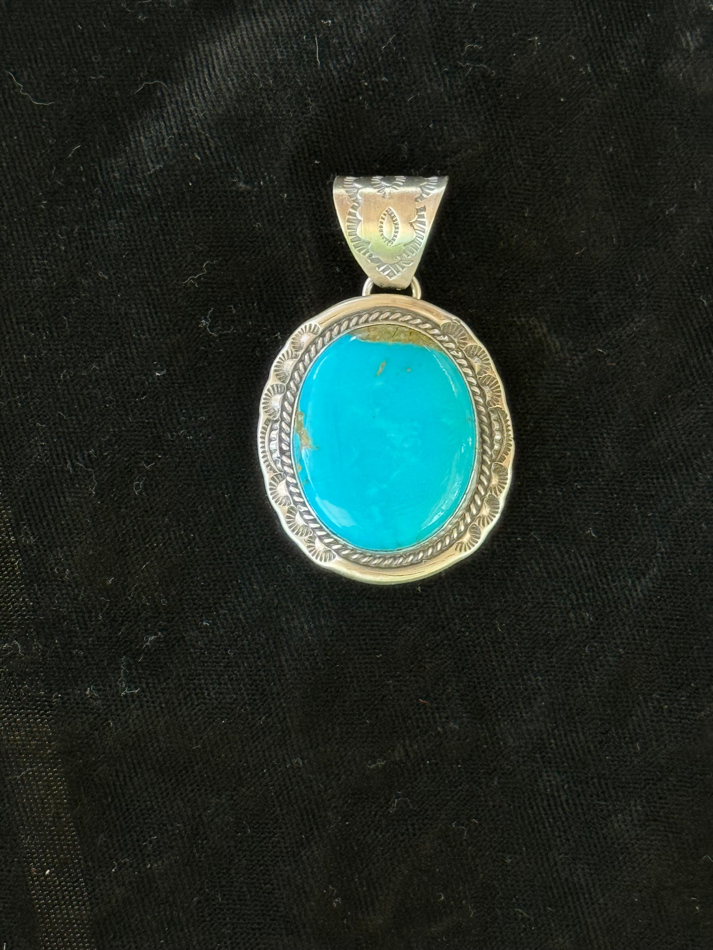 Sleeping Beauty Turquoise Pendant by John Nelson, Navajo