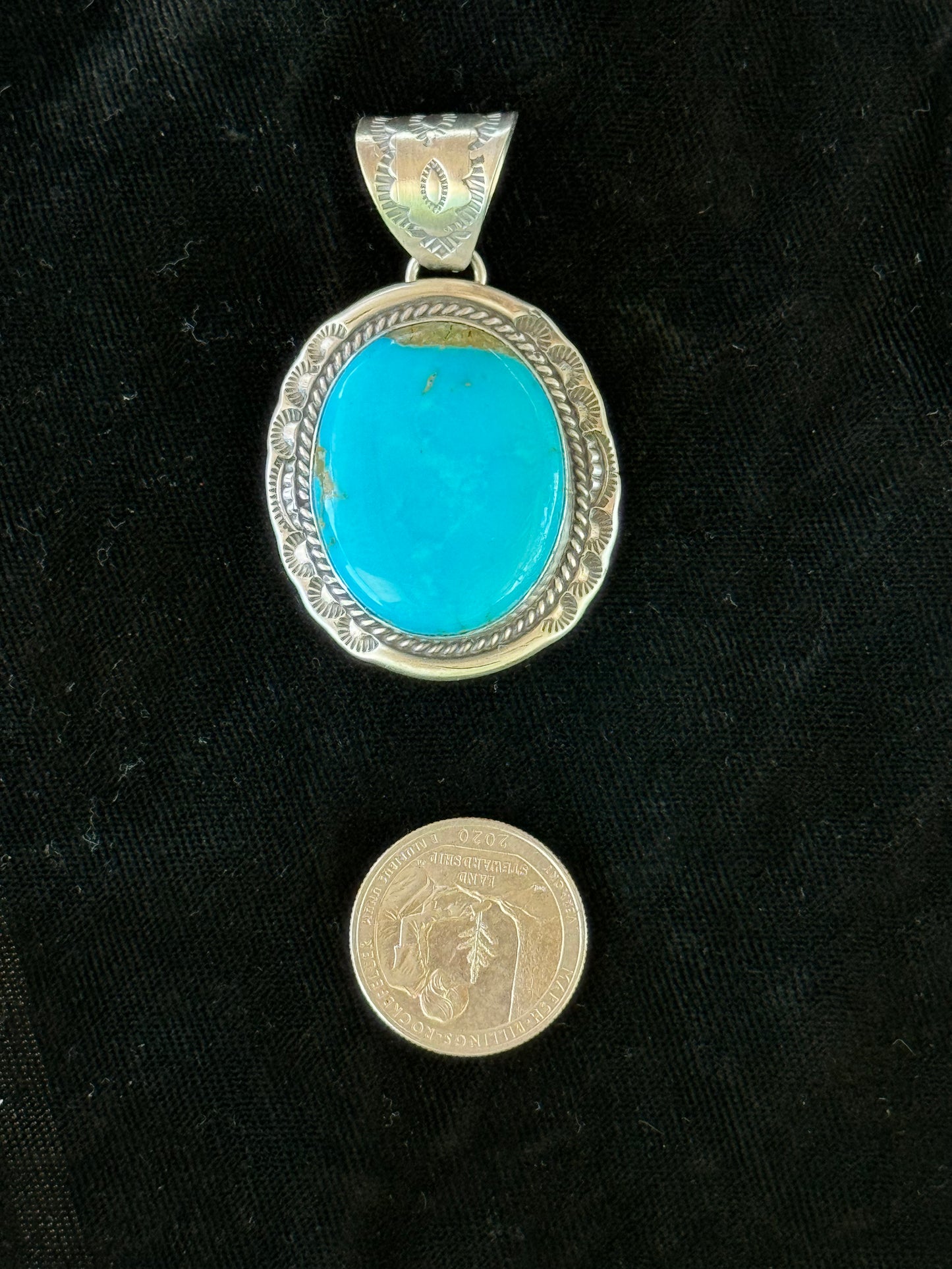 Sleeping Beauty Turquoise Pendant by John Nelson, Navajo