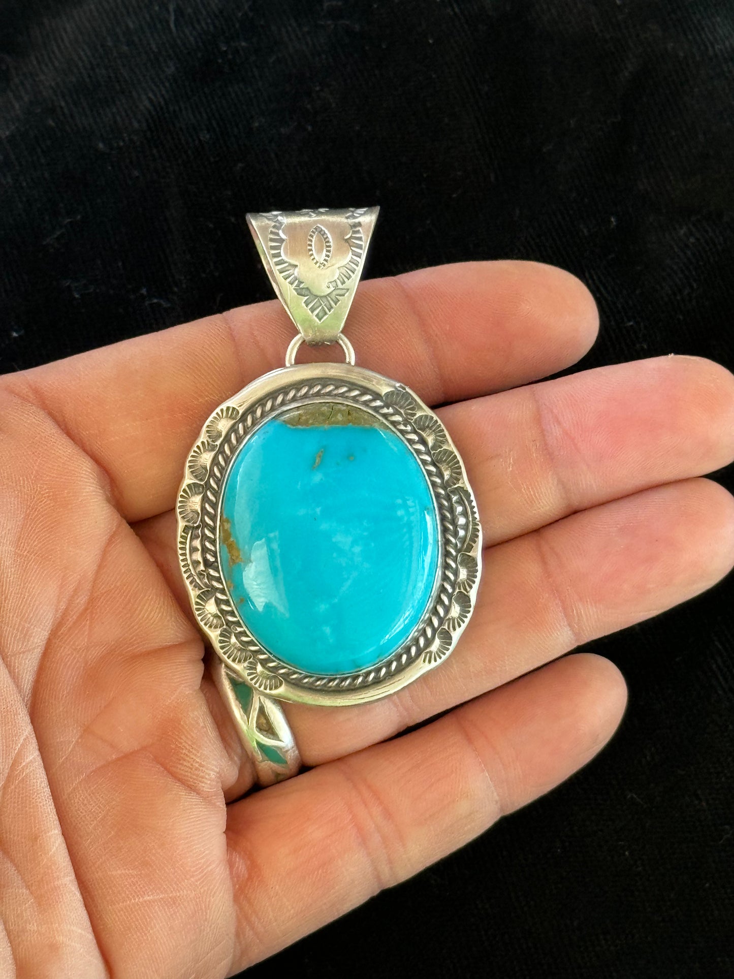 Sleeping Beauty Turquoise Pendant by John Nelson, Navajo