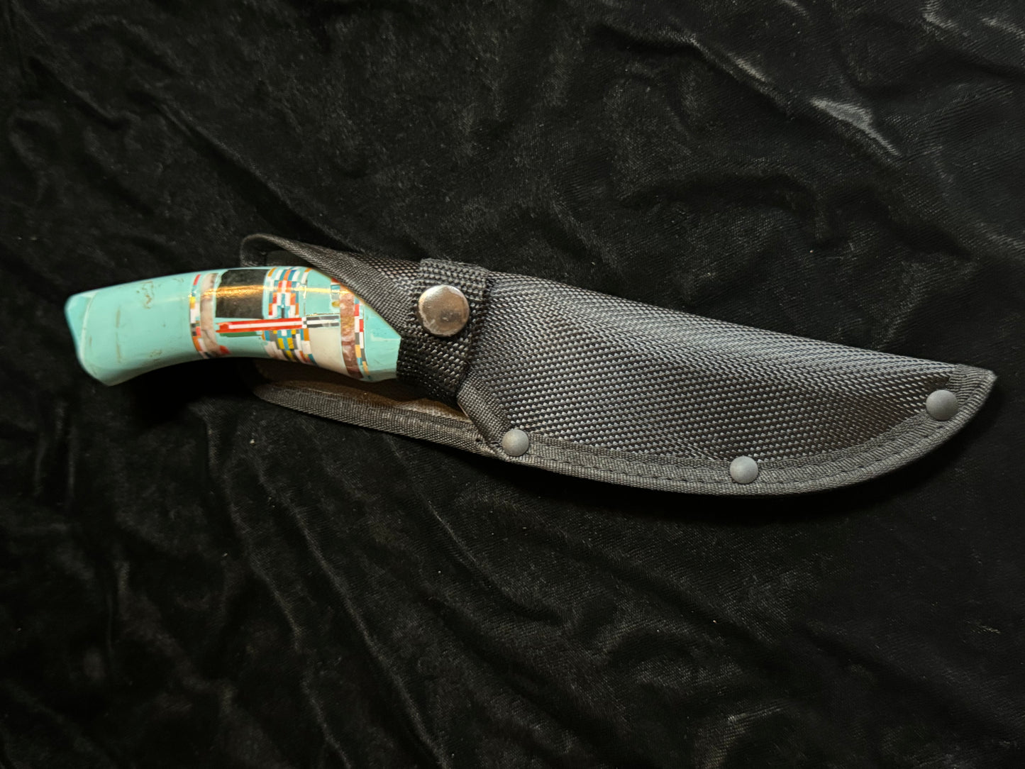 Stainless Steel Knife with Turquoise Inlay Handle