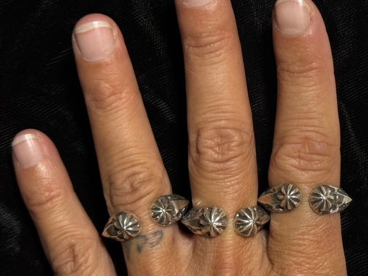 8.5 Hand Stamped Triangle Wire Ring by Sunshine Reeves, Navajo