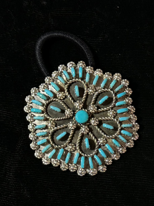 Turquoise Ponytail Holder by Keith Leekity, Zuni