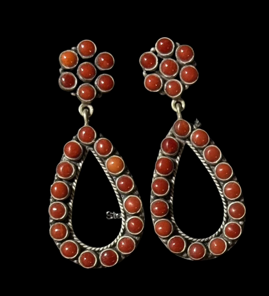 Red Coral Cluster Post Dangles