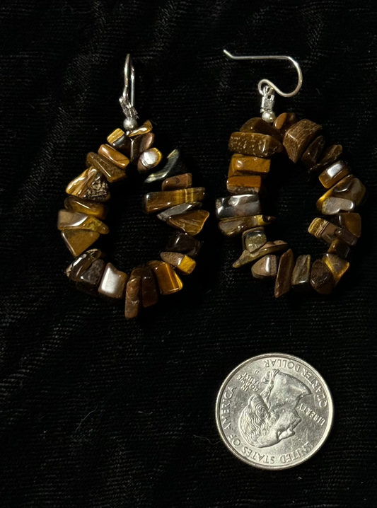 Chunky Tigers Eye Dangle Earrings
