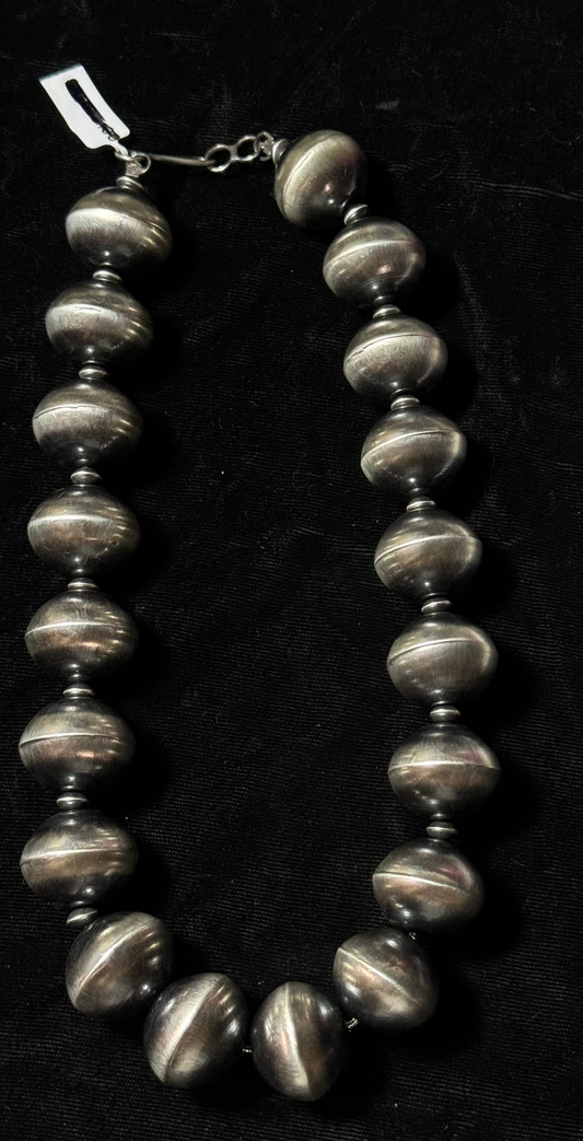 18" Handmade 24mm and 5mm Navajo Saucers by Crystal Haley, Navajo