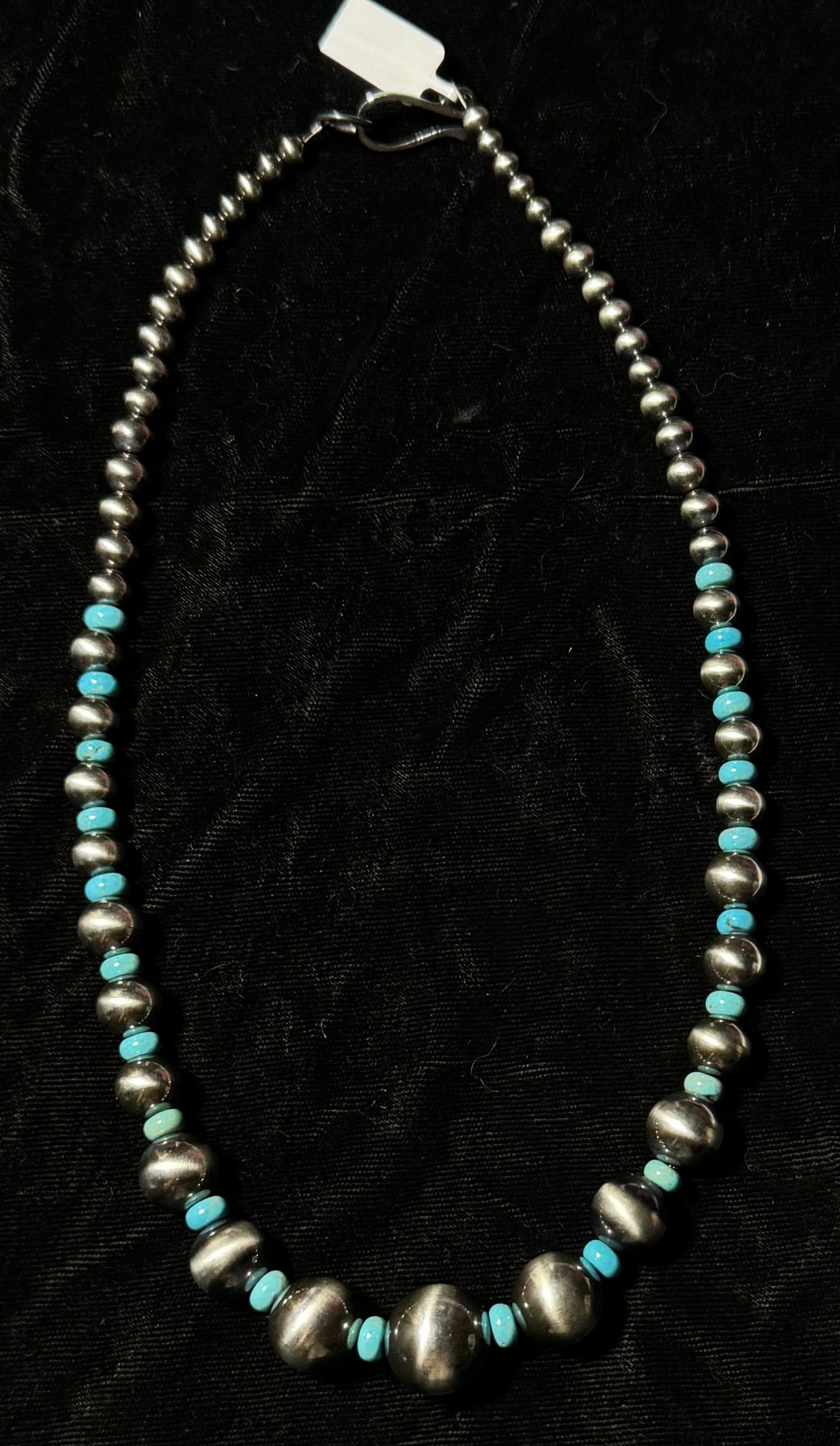 20" Graduated 5mm to 16mm Navajo Pearls with Turquoise