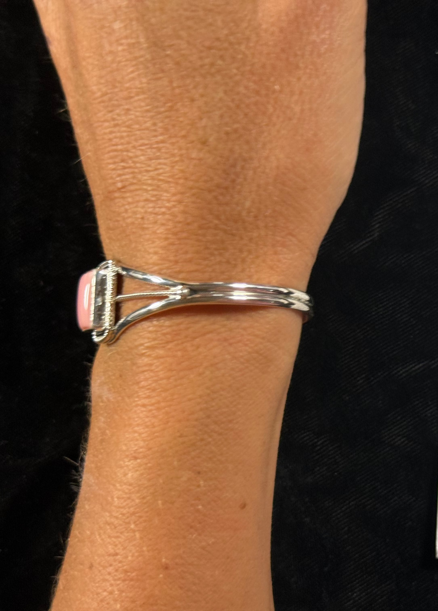 Rectangular Pink Conch Shell Cuff by Peggy Skeets, Navajo