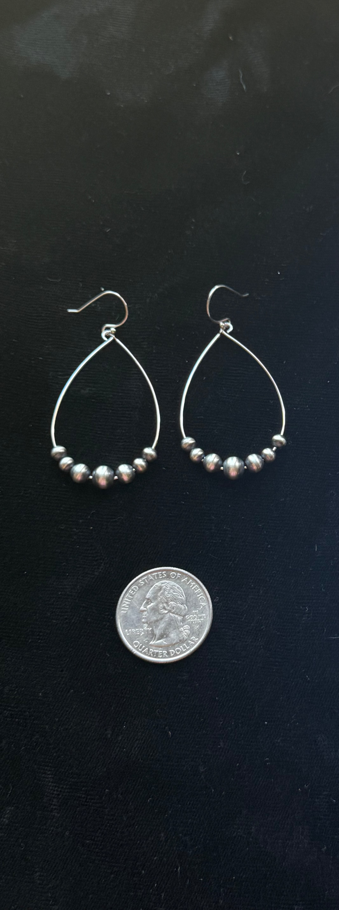 Dainty Teardrop Wire with Navajo Style Pearl Earrings