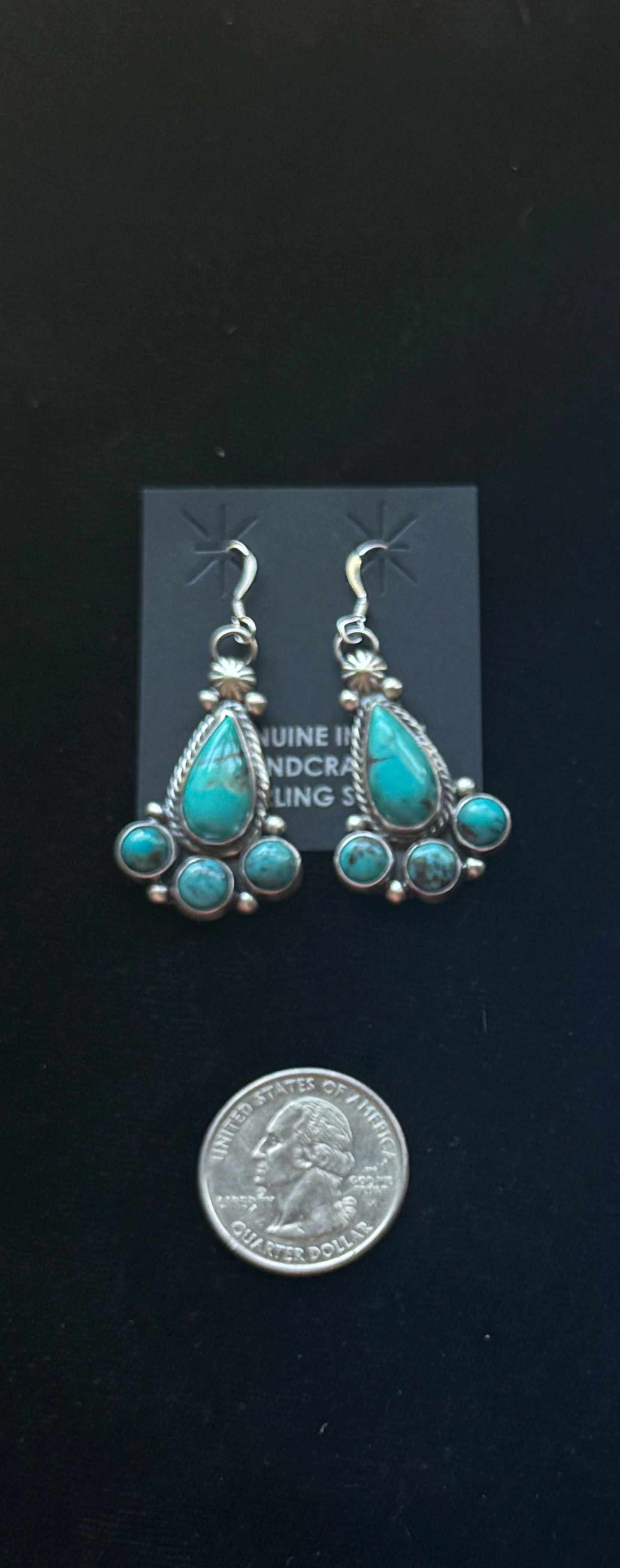 Teardrop Cluster Dangles with Kingman Turquoise by Darrell Morgan, Navajo