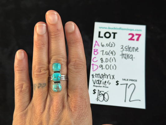 7.0 3 Stone Turquoise Ring