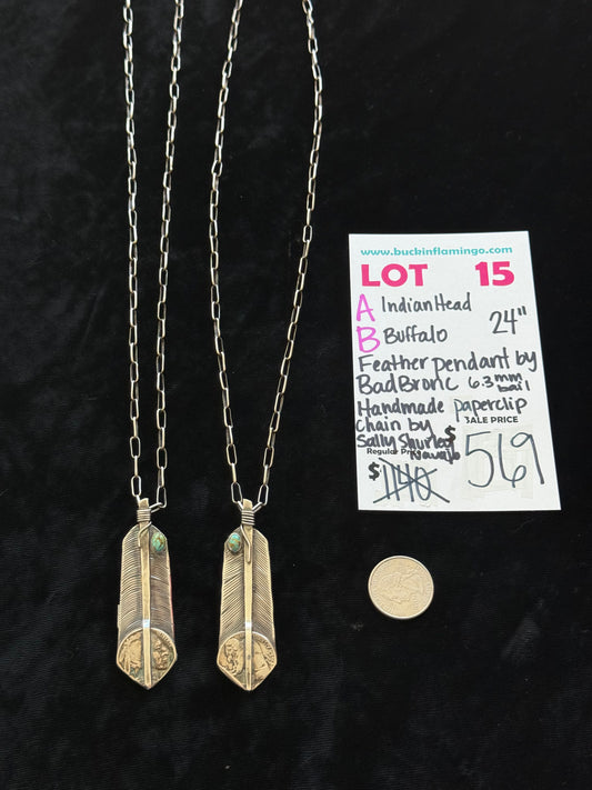 LOT 15 B 2/22 FEATHER BUFFALO HEAD BY BAD BRONC