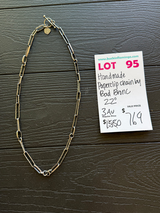 LOT 95 3/8 HANDMADE PAPERCLIP CHAIN BY BAD BRONC 22"
