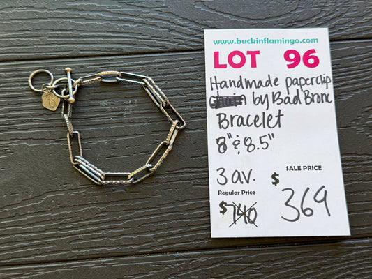 LOT 96 3/8 HANDMADE PAPERCLIP BRACELET BY BAD BRONC