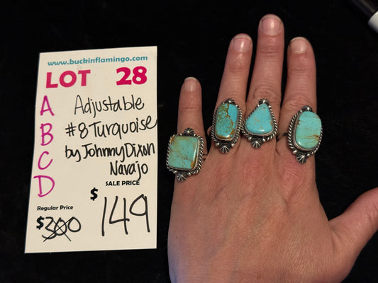 LOT 28 C 4/5 Adjustable #8 Turquoise by Johnny Dixon, Navajo
