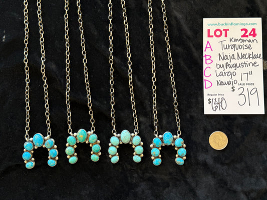 LOT 24 A 4/12 Kingman Turquoise Naja 17" Necklace by Augustine Largo, Navajo
