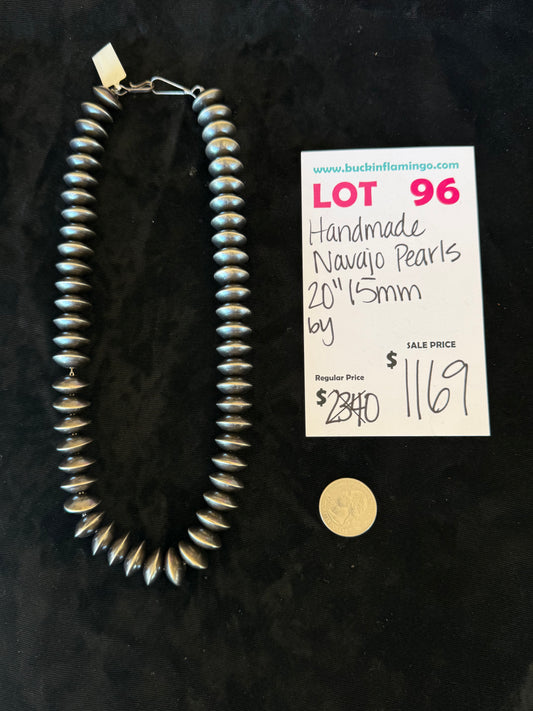 LOT 96 4/12 Handmade Navajo Pearls 20" 15mm