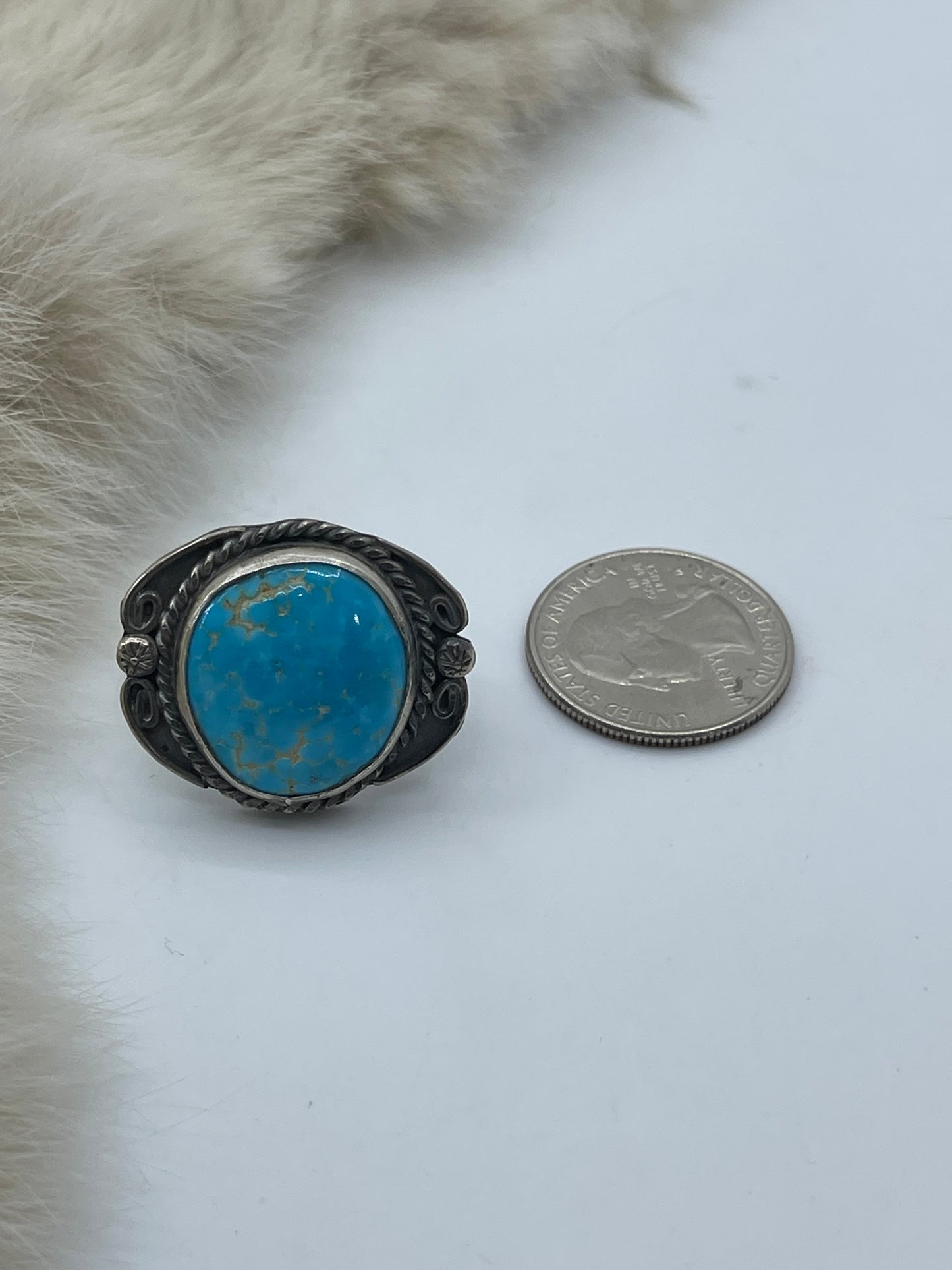 9.5 Turquoise Ring by Gilbert Nez, Navajo